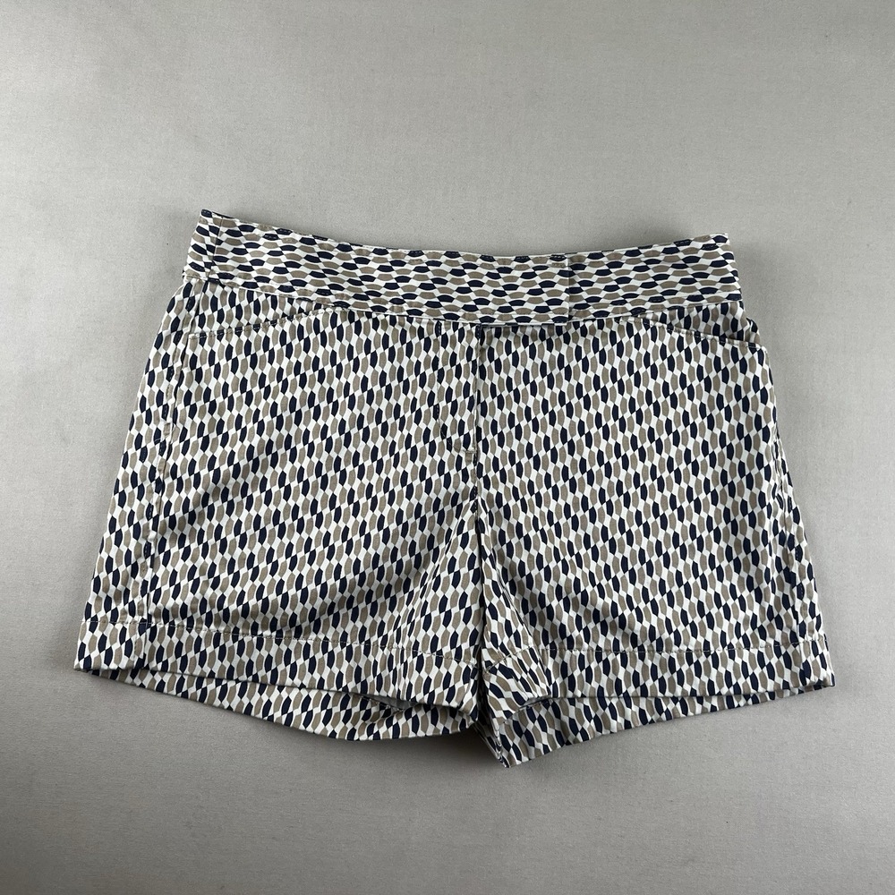 Ann Taylor Signature Navy Tan Geometric Honeycomb Print Shorts Size 4